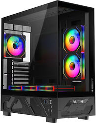 AlphaGear Dervish Mark 1 Gaming Midi Tower Computer Case with Side Window and ARGB Lighting Black