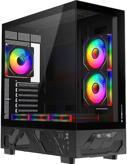 Dervish Mark 1 Gaming Midi Tower Computer Case with Side Window and ARGB Lighting Black