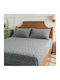 Cosy Life Bettwäsche-Set mit 2 Kissenbezügen King Size Flanell mit Gummizug 180x200 cm Grau (3 Stk.)