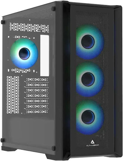 Purifier V2 Mesh Gaming Midi Tower Computer Case with Side Window and ARGB Lighting Black