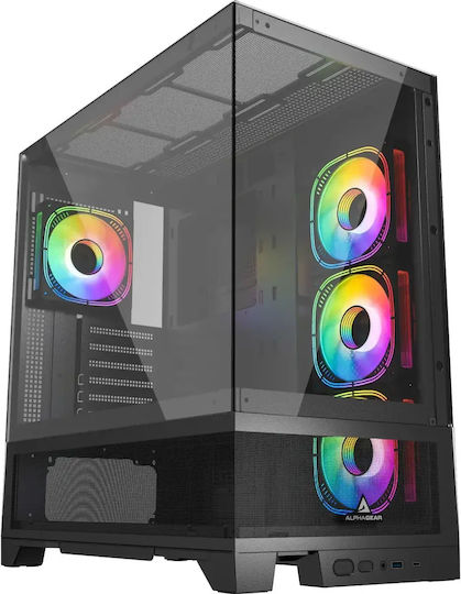 Mirage Mark 1 V2 Gaming Midi Tower Computer Case with Side Window and ARGB Lighting Black