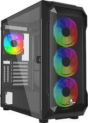 AlphaGear Artisan Argb Gaming Midi Tower Computer Case with Side Window Black