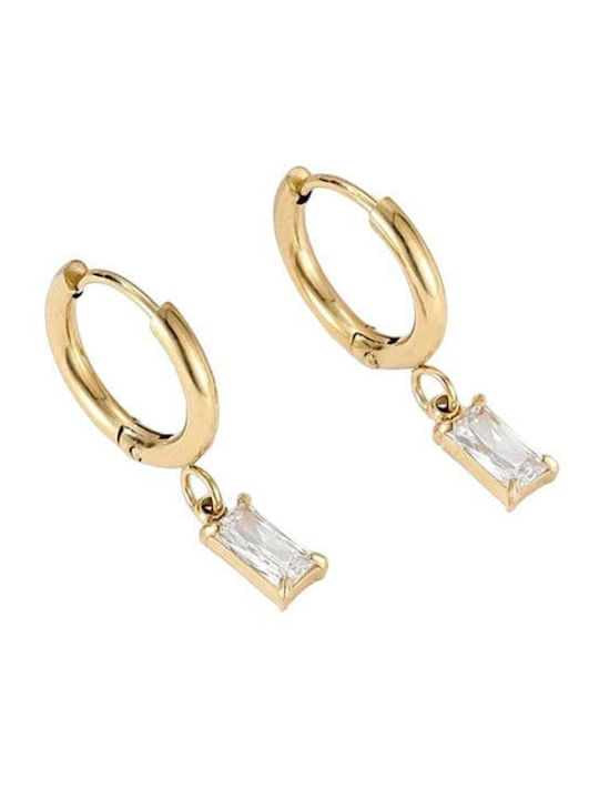 Steel Dangle Earrings Gold White Steel Dangle Earrings Gold White