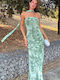 Summer Maxi Evening Strapless Dress Green