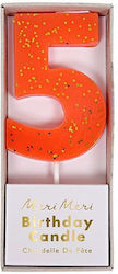 Candle “Number 5 Coral” Meri Meri