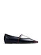 Δερμάτινες Γυναικείες Μπαλαρίνες Black / Burgundy