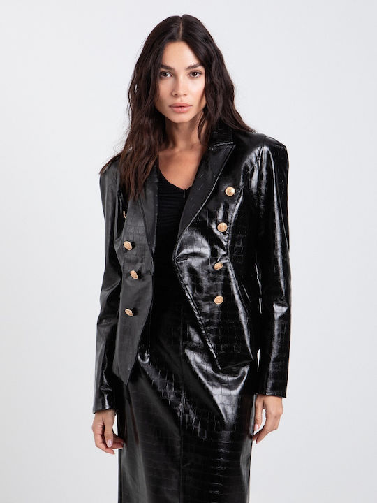 Toi&Moi Women's Black Leather Blazer