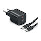 SBS Φορτιστής GaN με 2 Θύρες USB-C και Καλώδιο USB-C 100W Power Delivery Μαύρος
