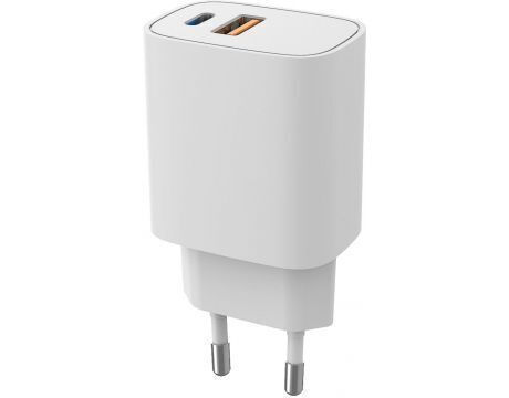 Meliconi Зарядно устройство с вграден кабел, с USB-A и USB-C порт, 30 W Power Delivery, Бяло (TC30WPDWH)