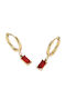 Steel Dangle Earrings Red