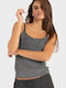 Hugo Lounge Top Shiny Vest Black Εσώρουχα Female Black 50570561-001