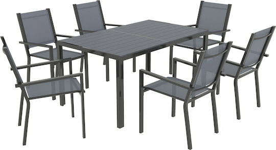 7-Piece Outdoor Dining Set Grey 7-Piece Outdoor Dining Set Grey