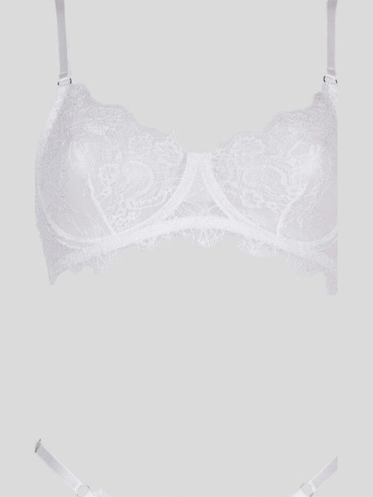 Decoro Spitzen-Dessous-Set mit Slip Weiß