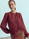 Celestino Bluza Damă Krouazé Cu Pliseuri Loose Fit Bordo