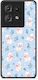 Smartfits White Kittens Blue Flowers Small Motorola Edge 50 Case