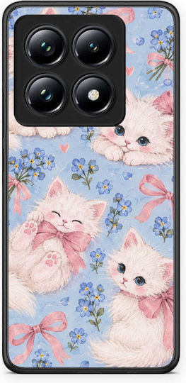 Smartfits White Kittens Blue Flowers Large Xiaomi 14t Pro Θήκη