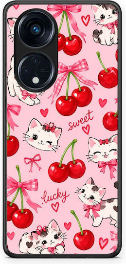 Smartfits Cherries Bows Kittens On Pink Oppo A98 Θήκη