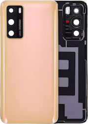 Заден стъклен капак с леща за камера Huawei P40 в розово златист цвят