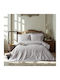 First Choice Комплект Плик за Завивка Памучен 200x220 см Двоен с 4 Калъфки за Възглавници и 1 Чаршаф Сив