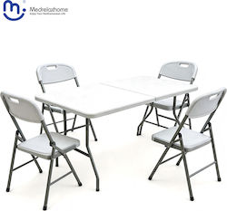Folding Suitcase-Style Table Set with 4 Folding Chairs Folding Suitcase-Style Table Set with 4 Folding Chairs