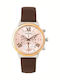 Women's Battery Chronograph Watch with Brown Fabric Strap