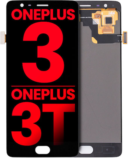 Ansamblu OLED fără ramă OnePlus 3 OnePlus 3T Aftermarket Plus Negru