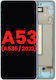 OLED-Baugruppe mit Rahmen Samsung Galaxy A53 5G A536 2022 6,46" Aftermarket Plus Blau