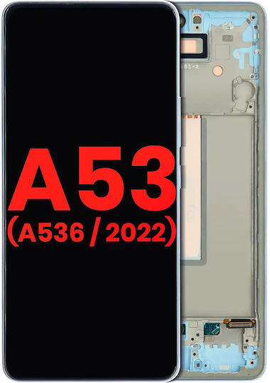OLED-Baugruppe mit Rahmen Samsung Galaxy A53 5G A536 2022 6,46" Aftermarket Plus Blau