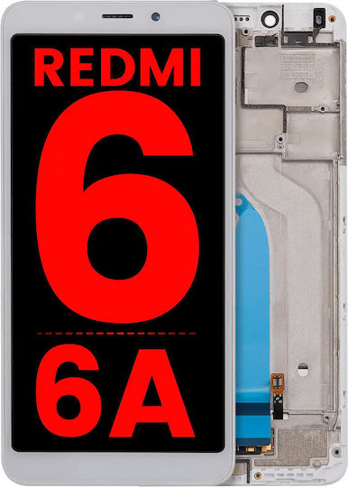 LCD-Baugruppe mit Rahmen Xiaomi Redmi 6 6a Aftermarket Plus Weiß