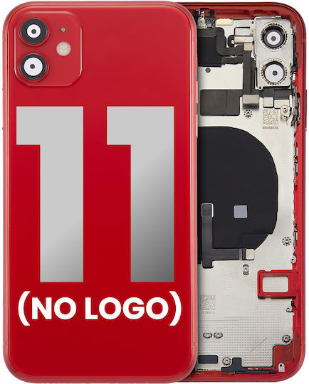Back Housing W Small Components Pre-installed Iphone 11 No Logo Aftermarket Plus Red