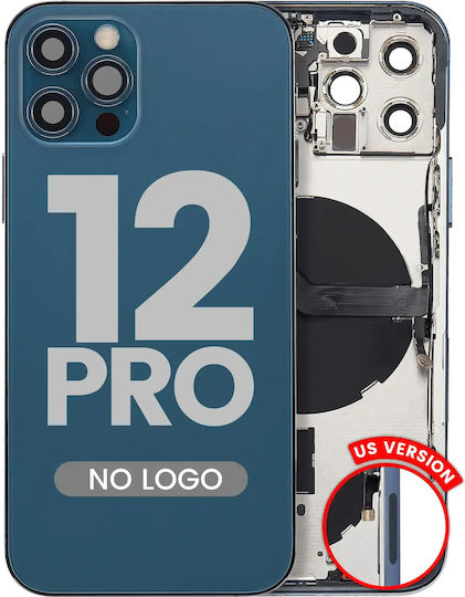 Заден корпус с малки части за iPhone 12 Pro, версия за САЩ, съвместим заместител, Pacific Blue