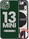 Carcasă Spate Cu Piese Mici iPhone 13 Mini Versiunea SUA Aftermarket Plus Verde Alpin