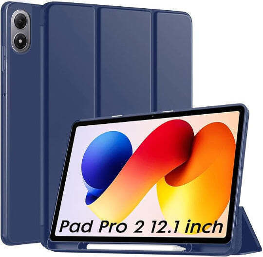 Smart Tri-fold Flip Case Pencil Holder Redmi Pad 2 Pro 12.1" Dark Blue