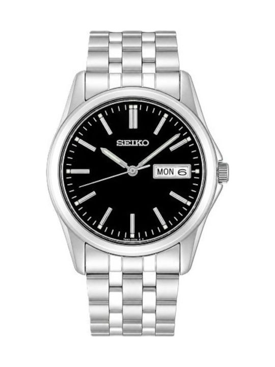 Seiko Мъжки Часовник на Батерия със Сребриста М...