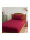 Cosy Life Flanell-Spannbettlaken-Set für Einzelbett mit 1 Kissenbezug 100x200 cm Bordeaux (2 Stück)