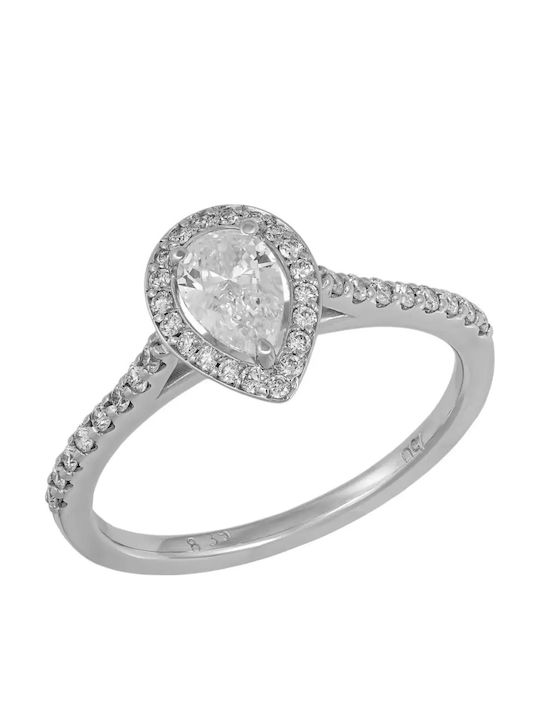 Rosette Solitaire Ring in 18K White Gold with Diamond Rosette Solitaire Ring in 18K White Gold with Diamond