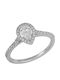 Rosette Solitaire Ring in 18K White Gold with Diamond
