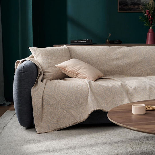 Gofis Home Salmon Three-Seater Sofa Throw Chenille 180x300 cm Salmon