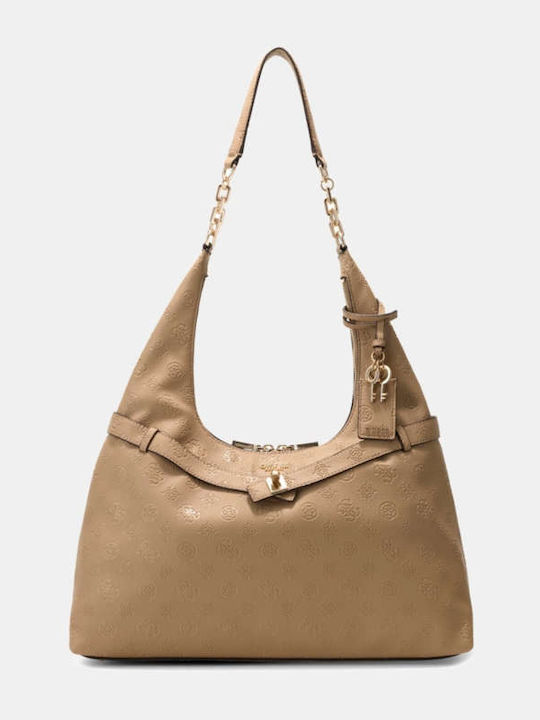 Guess Ella Γυναικεία Hobo Τσάντα Μπεζ