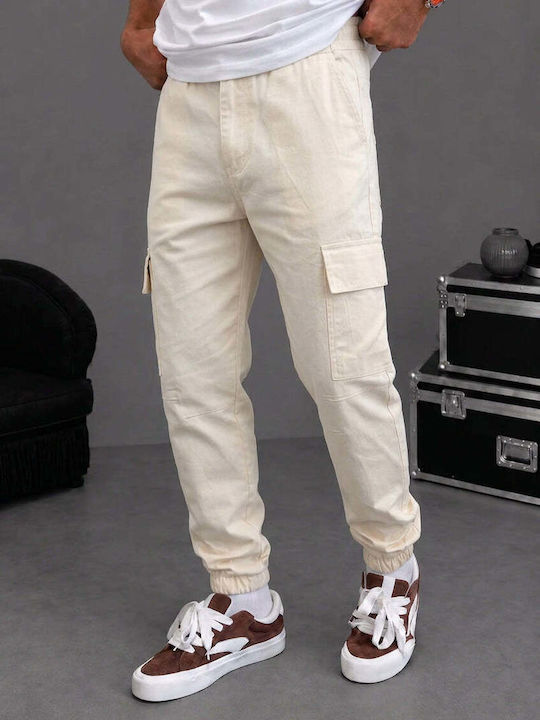 Men's Cargo Trousers Regular Fit Ecru
