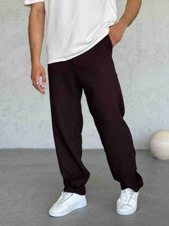 Men's Loose Fit Brown Trousers