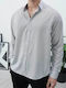 Long-Sleeve Shirt in a Slim Fit, Striped Ecru