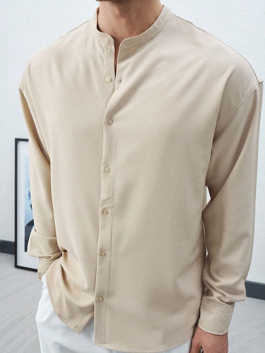 Long Sleeve Shirt in a Loose Fit Beige