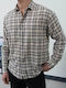 Long Sleeve Shirt in Regular Fit, Checked Ecru