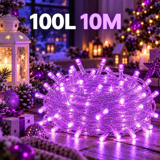 100 LED-Lichter 10 m Lila als Lichterkette