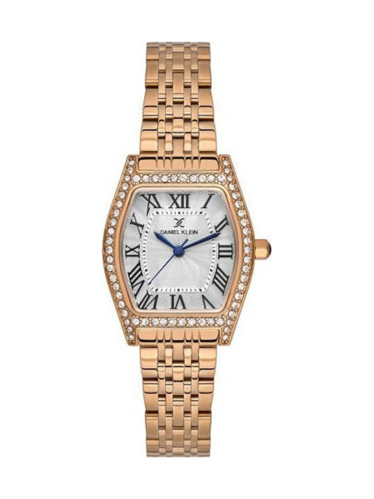 Women's Battery-Powered Watch with Pink Gold Metal Bracelet
