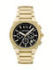 Women's Chronograph Battery-Powered Watch with Gold Metal Bracelet
