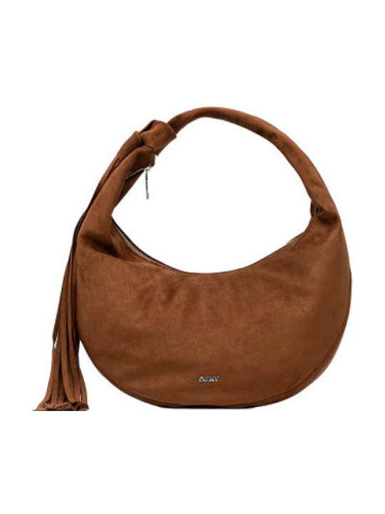 DKNY Women's Hobo Bag Suede with Fringes Walnut