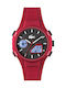 Digital Men's Battery-Powered Watch with Red Rubber Strap
