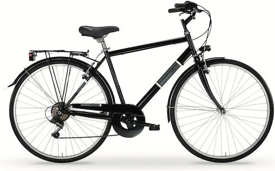 Touring 28" Schwarzes Citybike mit 6 Gängen